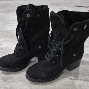 BAMBOO Black Lace-Up Boots for Women